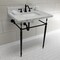 Fauceture KVPB3022M8SQ0 30" Console Sink with Brass Legs (8-Inch, 3 Hole), Marble White/Matte Black KVPB3022M8SQ0 - alternate 5